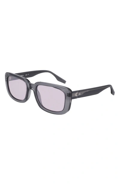Converse Fluidity 54mm Rectangular Sunglasses In Crystal Cyber Grey