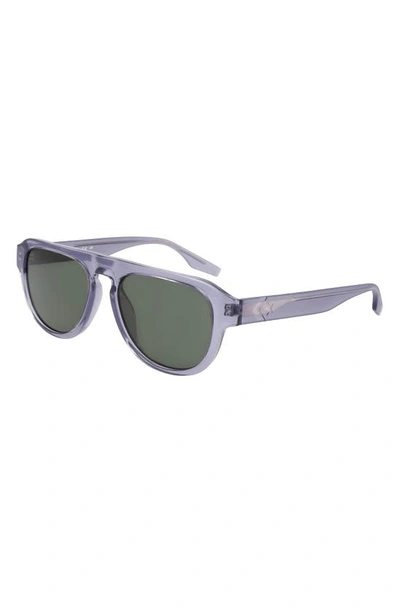 Shop Converse Fluidity 53mm Aviator Sunglasses In Crystal Smoke