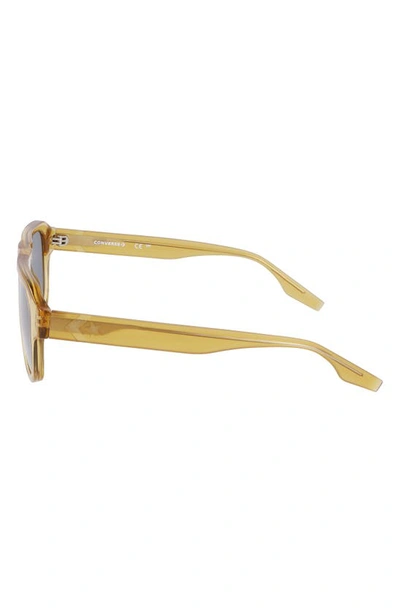 Shop Converse Fluidity 53mm Aviator Sunglasses In Crystal Burnt Honey