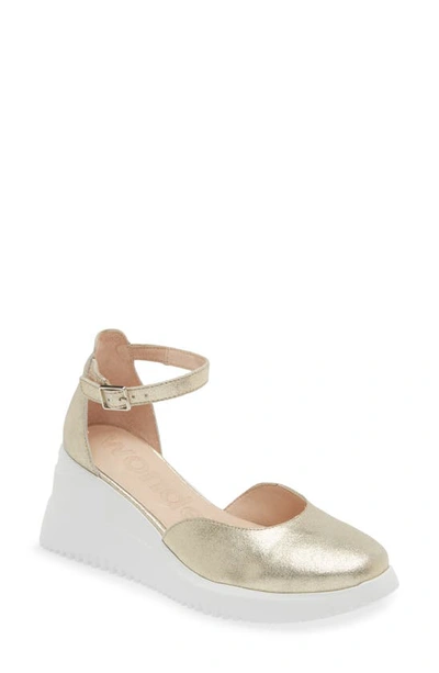 Shop Wonders Metallic Wedge Sandal In Platino