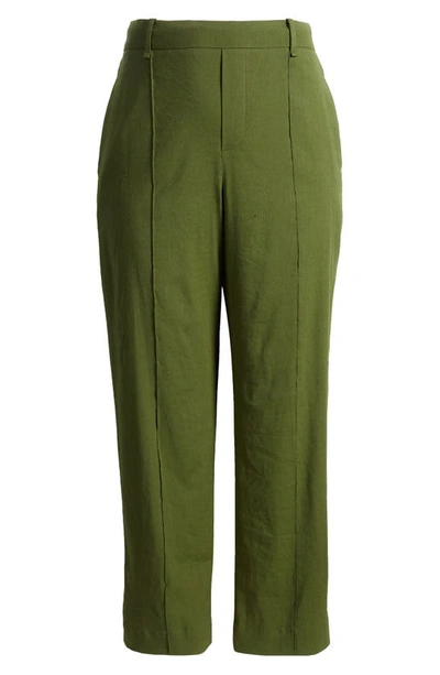 Shop Vince High Waist Linen Blend Trousers In 307dhr-deep Herb