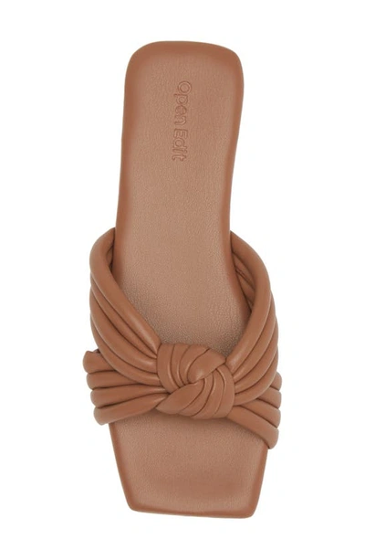 Shop Open Edit Lilah Knot Slide Sandal In Tan Mocha