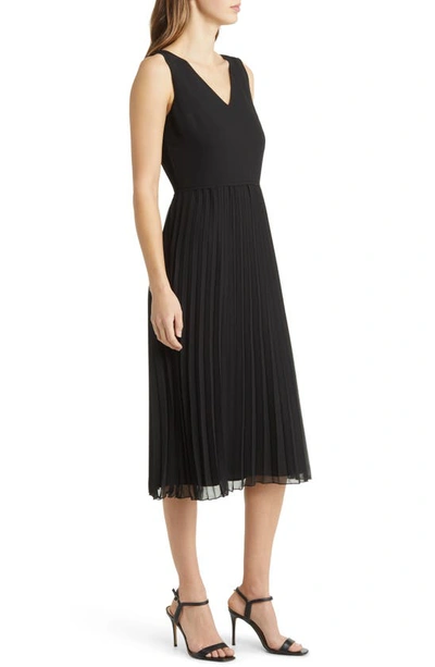 Shop Sam Edelman Pleated Skirt Sleeveless Dress In Black