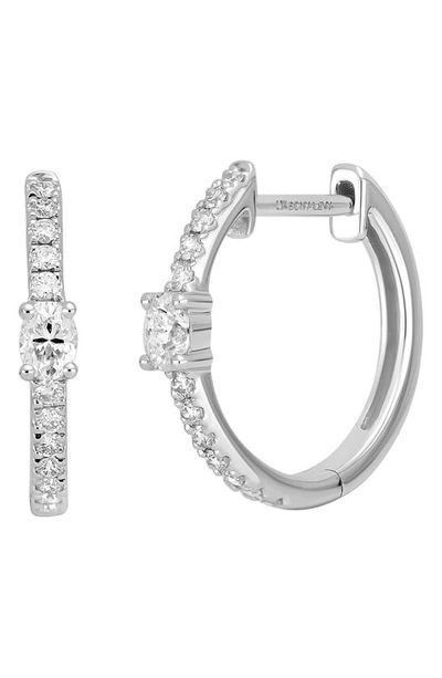 Shop Bony Levy Audrey Oval Diamond Hoop Earrings In 18k White Gold