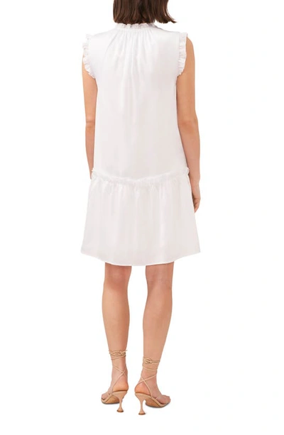 Shop Halogen Ruffle Trim Button Down Dress In Bright White