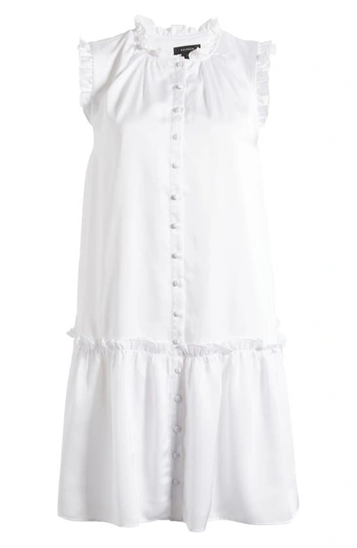 Shop Halogen Ruffle Trim Button Down Dress In Bright White