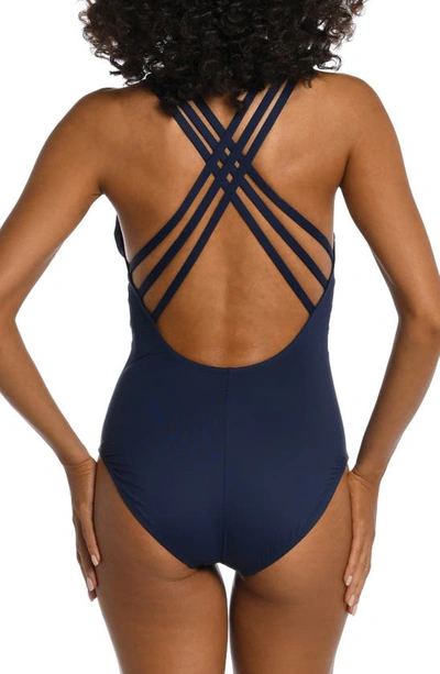 Shop La Blanca Cross Back One-piece Swimsuit In Indigo