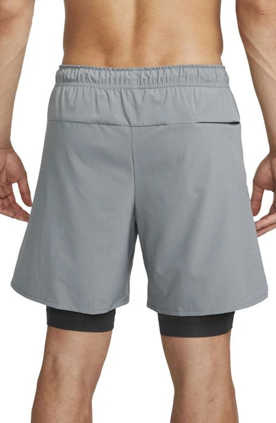 Nike Men's Unlimited Dri-fit 7" 2-in-1 Versatile Shorts In Dark Smoke Grey/ Black