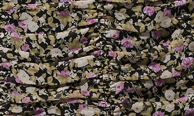 Shop Astr Floral Smocked Miniskirt In Black Magenta Floral
