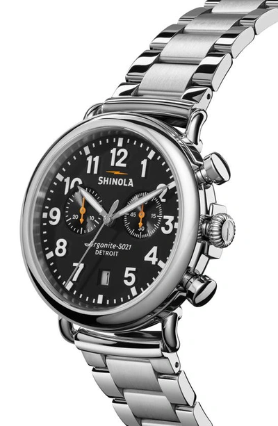 Shop Shinola Runwell Chronograph Bracelet Watch, 41mm In Black