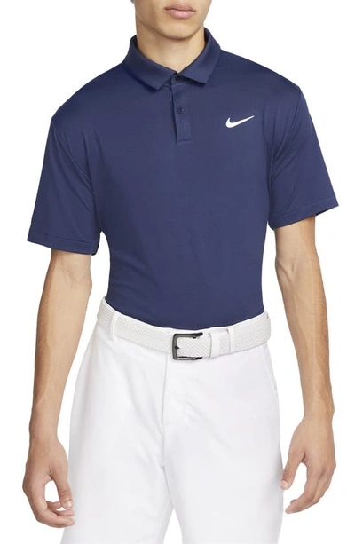 Shop Nike Dri-fit Tour Solid Golf Polo In Midnight Navy/ White