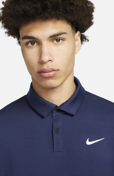 Shop Nike Dri-fit Tour Solid Golf Polo In Midnight Navy/ White