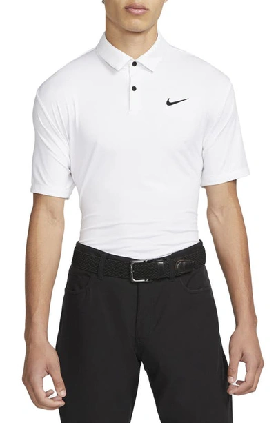 Shop Nike Dri-fit Tour Solid Golf Polo In White/ Black