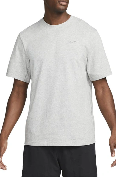 Shop Nike Primary Training Dri-fit Short Sleeve T-shirt In Grey Heather/ Smoke Grey