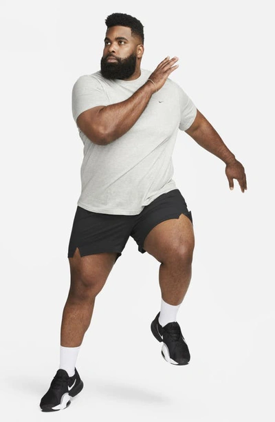 Shop Nike Primary Training Dri-fit Short Sleeve T-shirt In Grey Heather/ Smoke Grey