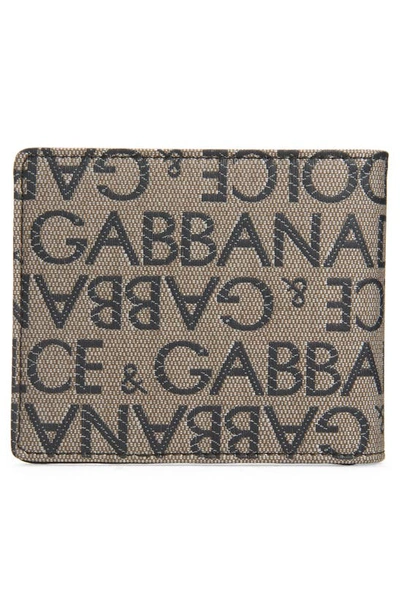 Shop Dolce & Gabbana Allover Logo Billfold Wallet In Brown/ Blac