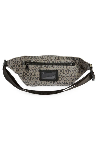 Shop Dolce & Gabbana Logo Print Canvas Belt Bag In Brown/ Blac