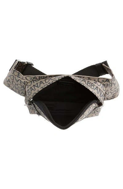 Dolce & Gabbana Logo Print Canvas Belt Bag In Brown/ Blac