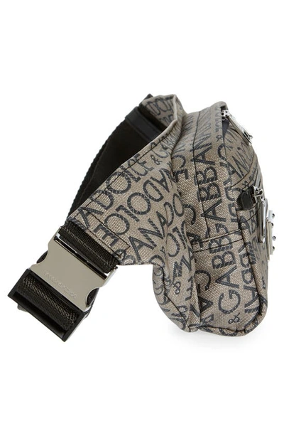 Dolce & Gabbana Logo Print Canvas Belt Bag In Brown/ Blac