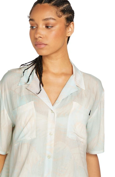 Shop Volcom Palmy Nites Oversize Button-up Shirt In Melon