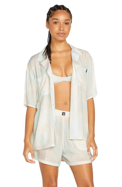 Shop Volcom Palmy Nites Oversize Button-up Shirt In Melon