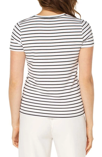 Shop Liverpool Los Angeles Stripe Crewneck T-shirt In White W/ Black Stripe