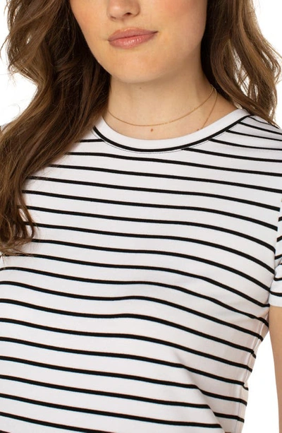 Shop Liverpool Los Angeles Stripe French Terry T-shirt In White W/ Black Stripe