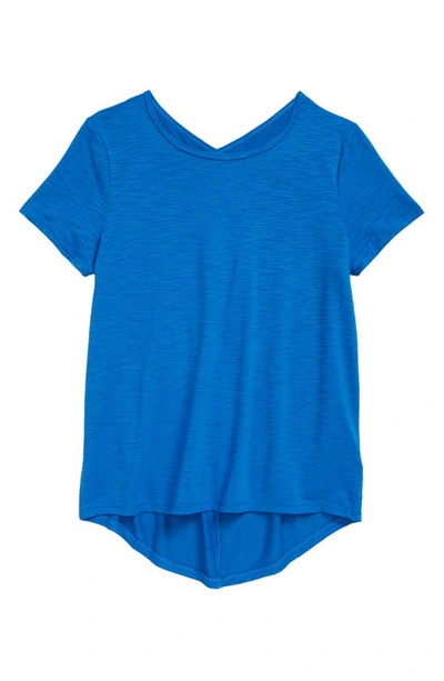 Shop Zella Girl Kids' Crossback Cutout T-shirt In Blue Nautical