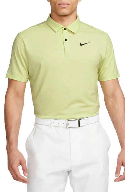 Shop Nike Dri-fit Heathered Golf Polo In Bright Cactus/ Black