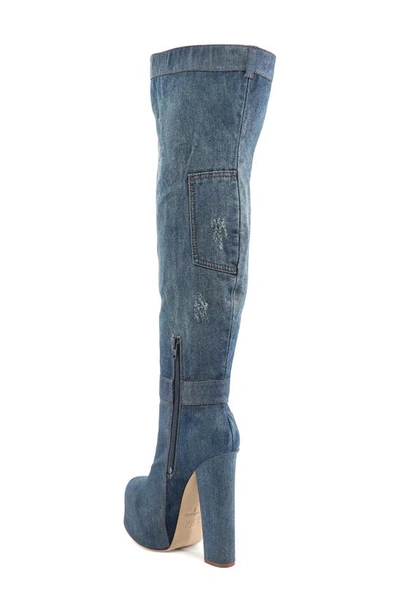 Zigi Mareah Over The Knee Platform Boot In Light Blue Denim