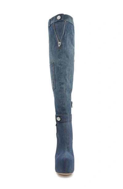Zigi Mareah Over The Knee Platform Boot In Light Blue Denim