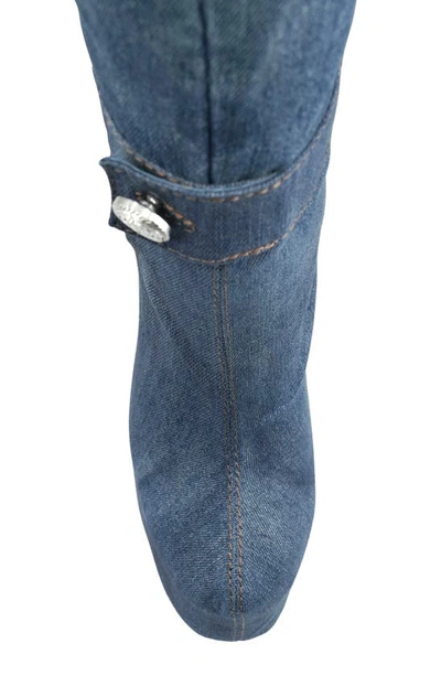 Zigi Mareah Over The Knee Platform Boot In Light Blue Denim