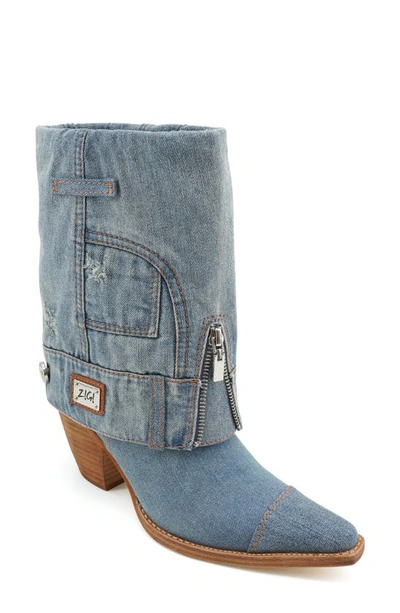 Shop Zigi Fabiola Bootie In Blue Denim