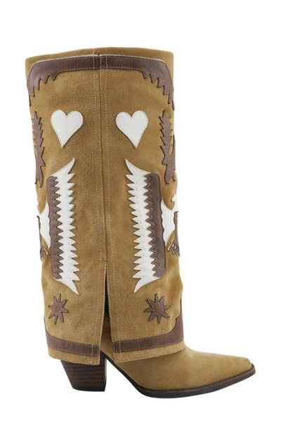 Zigi Hungria Knee High Western Boot In Natural