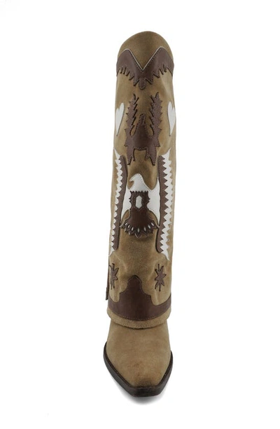 Zigi Hungria Knee High Western Boot In Natural