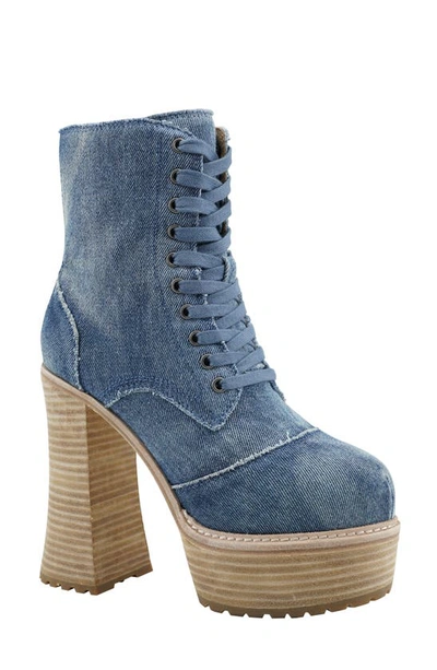 Shop Zigi Johanny Platform Bootie In Blue Denim