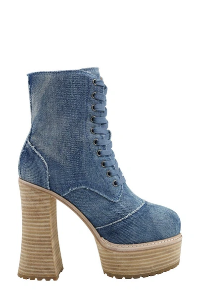 Zigi Johanny Platform Bootie In Blue Denim