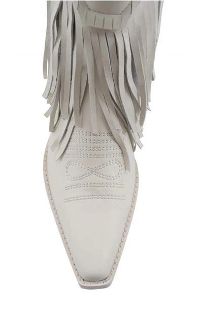 Zigi Finlandia Fringe Western Boot In White Leather