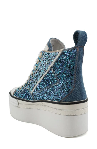 Zigi Carmensa High Top Platform Sneaker In Blue Denim