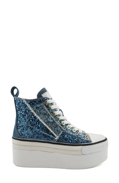 Zigi Carmensa High Top Platform Sneaker In Blue Denim