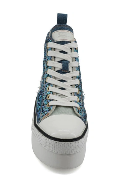 Zigi Carmensa High Top Platform Sneaker In Blue Denim