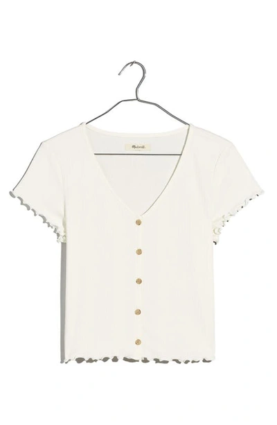 Shop Madewell Rib Button Front V-neck T-shirt In Lighthouse