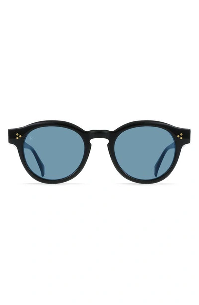 Shop Raen Zelti 49mm Small Round Sunglasses In Recycled Black/ Blue