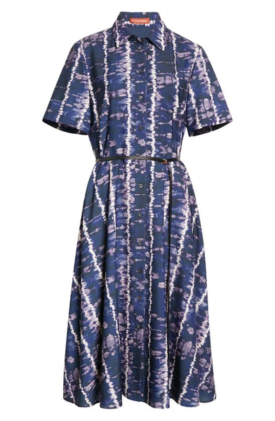 Shop Altuzarra Kiera Shibori Tie Dye Belted Shirtdress In Berry Blue