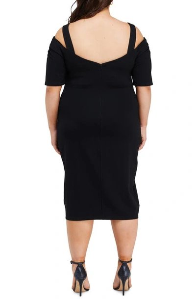 Shop Estelle Sacha Cold Shoulder Body-con Midi Dress In Black