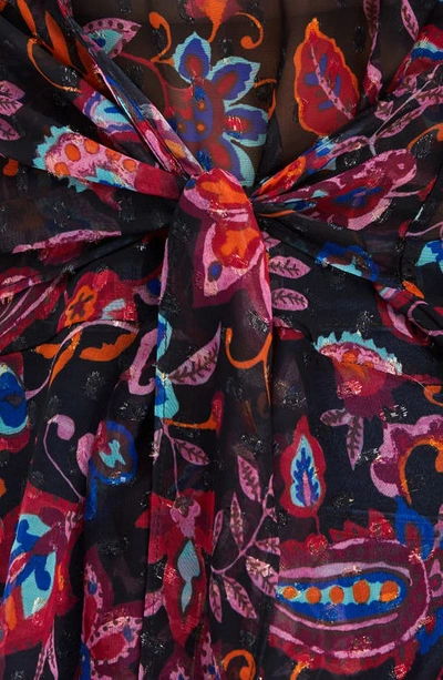 Shop Estelle Clements Floral Clip Dot Tie Waist Blouse In Print