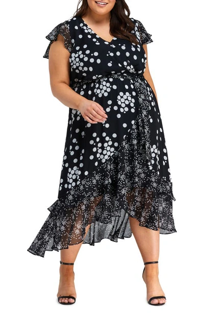 Shop Estelle Adele Spot High-low Dress In Black/ Milk