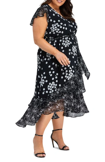 Shop Estelle Adele Spot High-low Dress In Black/ Milk