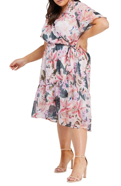 Shop Estelle Leonie Floral Midi Wrap Dress In Print