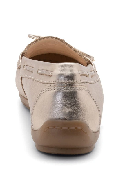 Shop Ara Amarillo Leather Driving Shoe In Platinum Metallic Leather
